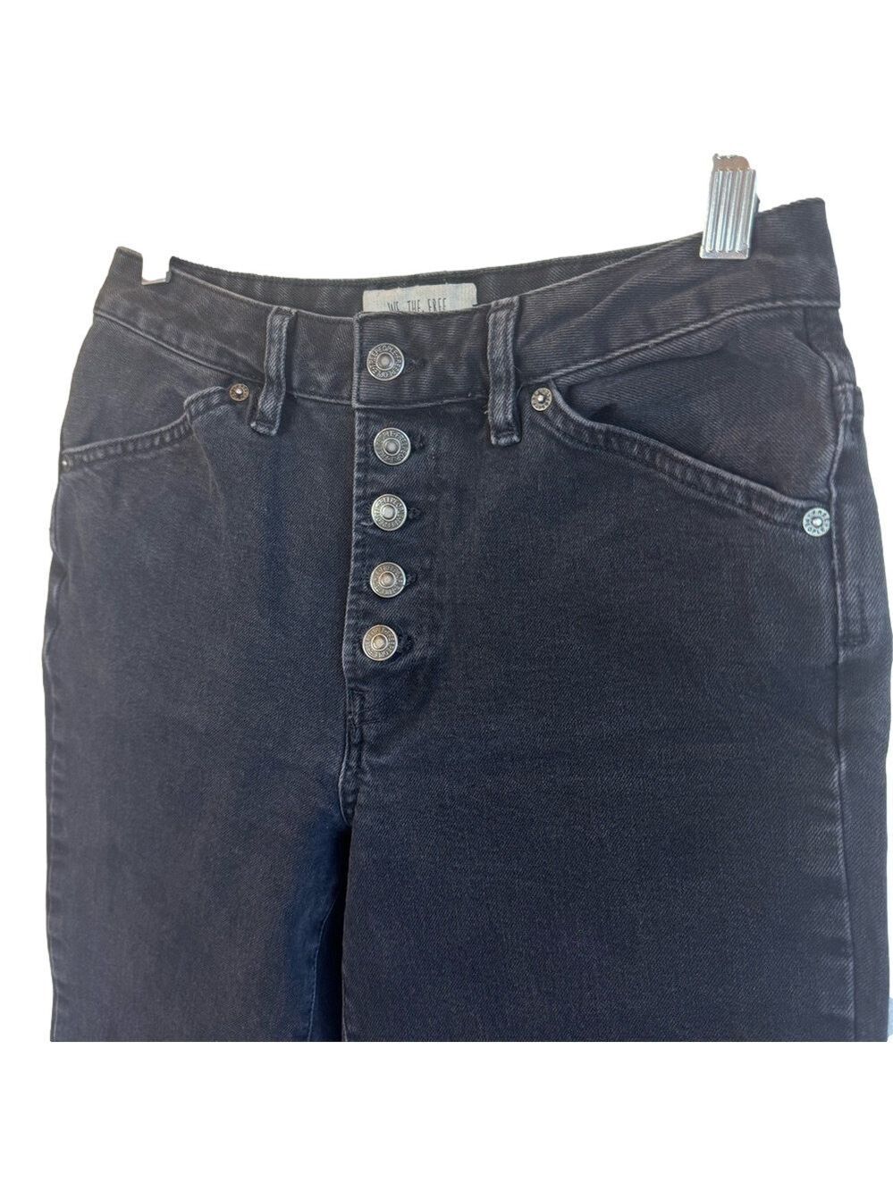 FREE PEOPLE High-Rise Black/Grey Stonewashed Denim - Picture 2 of 12
